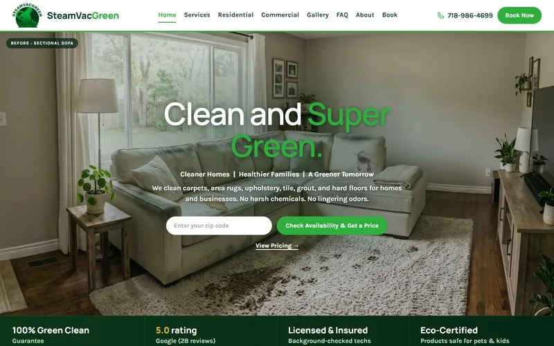 Steam Vac Green home page