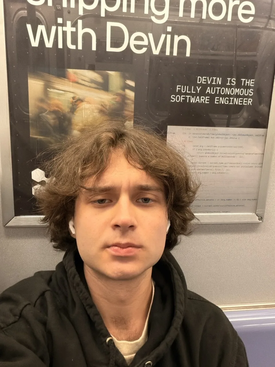 Artem Sumin on a New York subway train